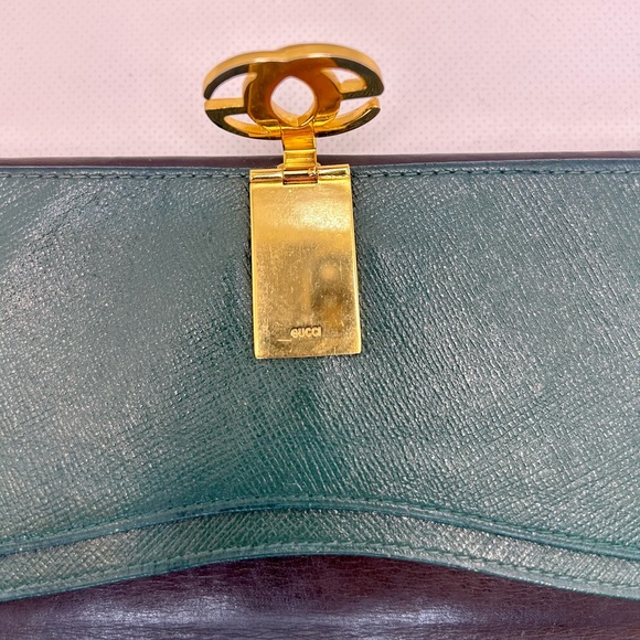 Gucci Vintage Wallet Purse GG Continental Brown Green Leather Quiet Luxury - Picture 7 of 14